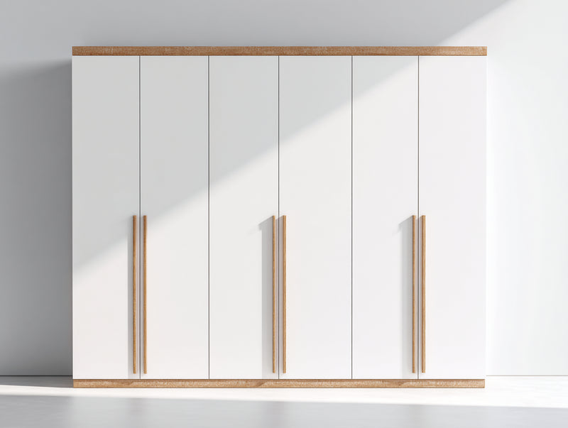 Armadio - Legno ingegnerizzato - 268x60x205 cm - Bianco-Rovere chiaro - Moderno