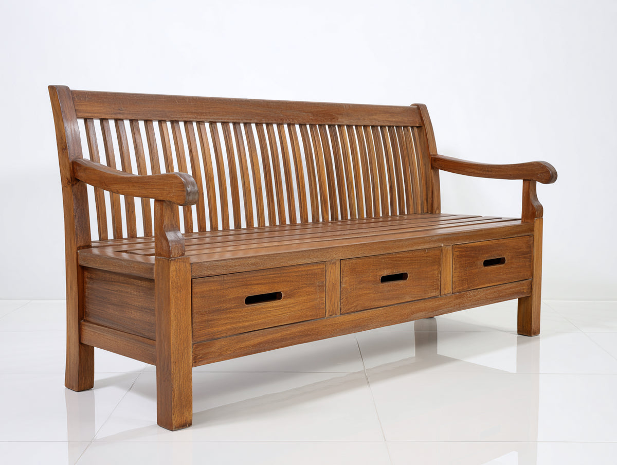 Panche da giardino - legno - 168x59x96 cm - marrone noce - stile rustico con contenitore