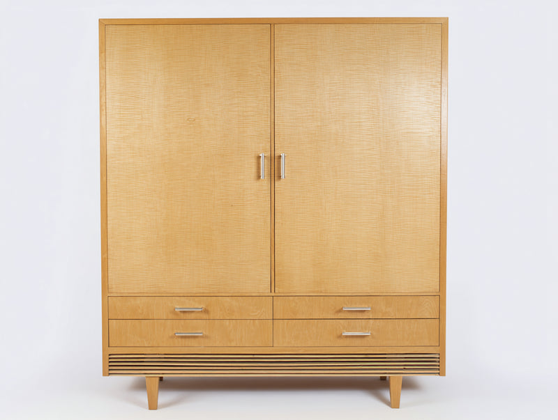 Armadio - Legno ingegnerizzato - 152x58x191 cm - Rovere miele-Argento - Moderno rétro