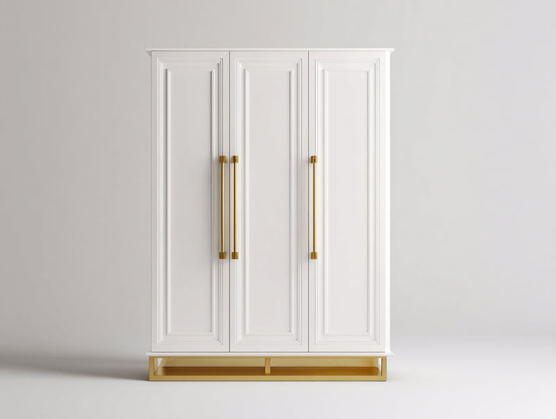 Armadio - Legno ingegnerizzato - 136x52x191 cm - Bianco-Oro - Neoclassico