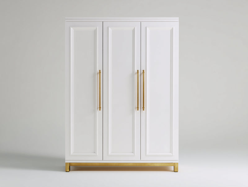 Armadio - Legno ingegnerizzato - 132x52x190 cm - Bianco-Oro - Contemporaneo elegante